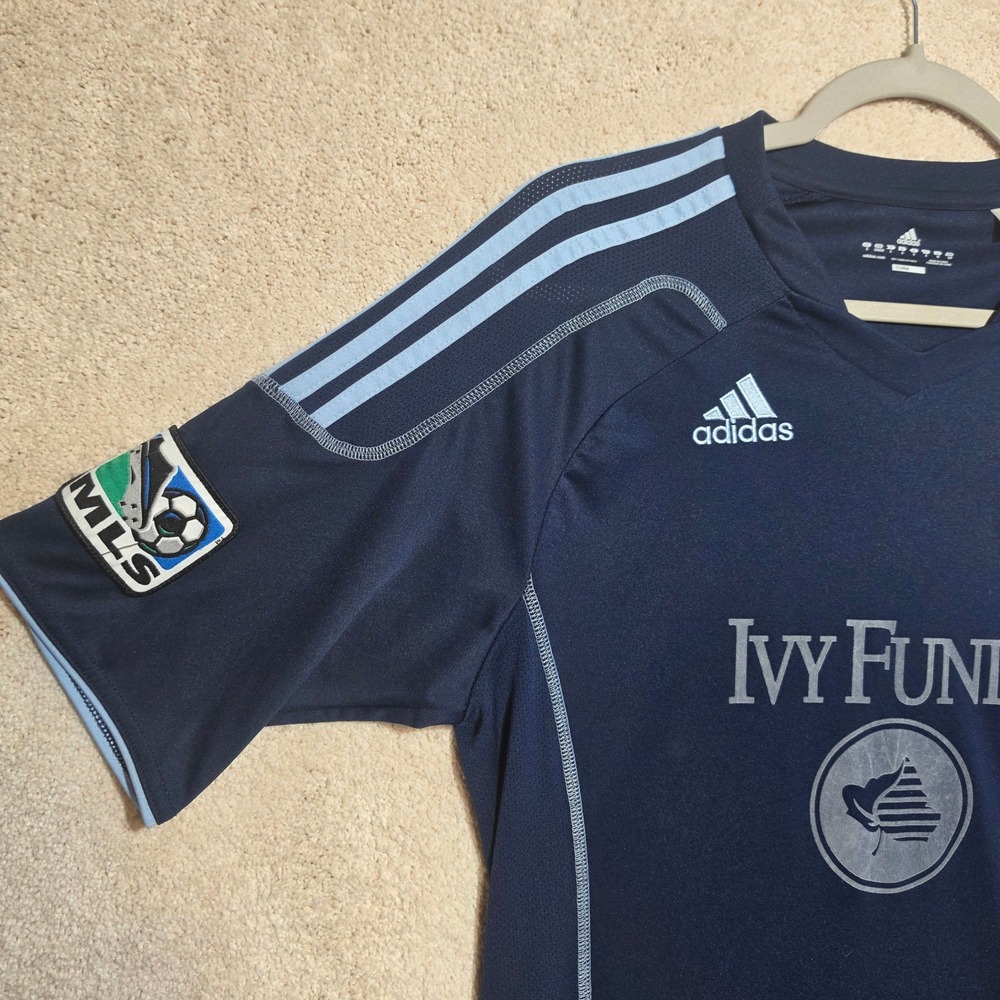 Adidas Sporting Kansas City MLS Ivy Funds ClimaCool Soccer Jersey Mens Small - Picture 2 of 13